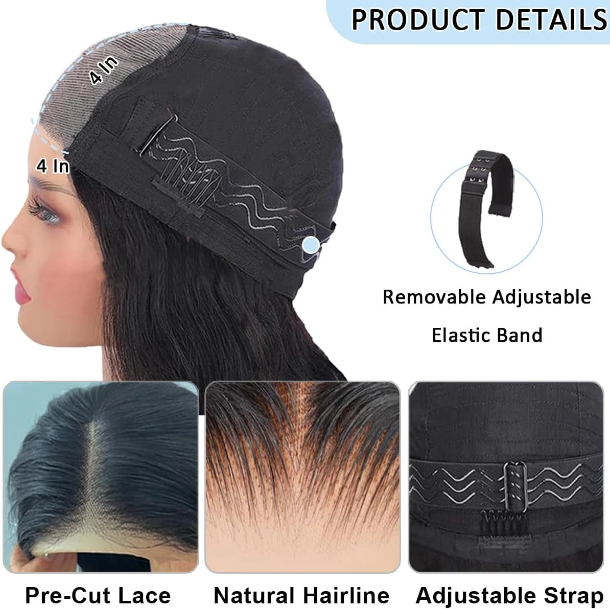 Glueless Wigs 4x4 Straight Bob Wig - photo 5