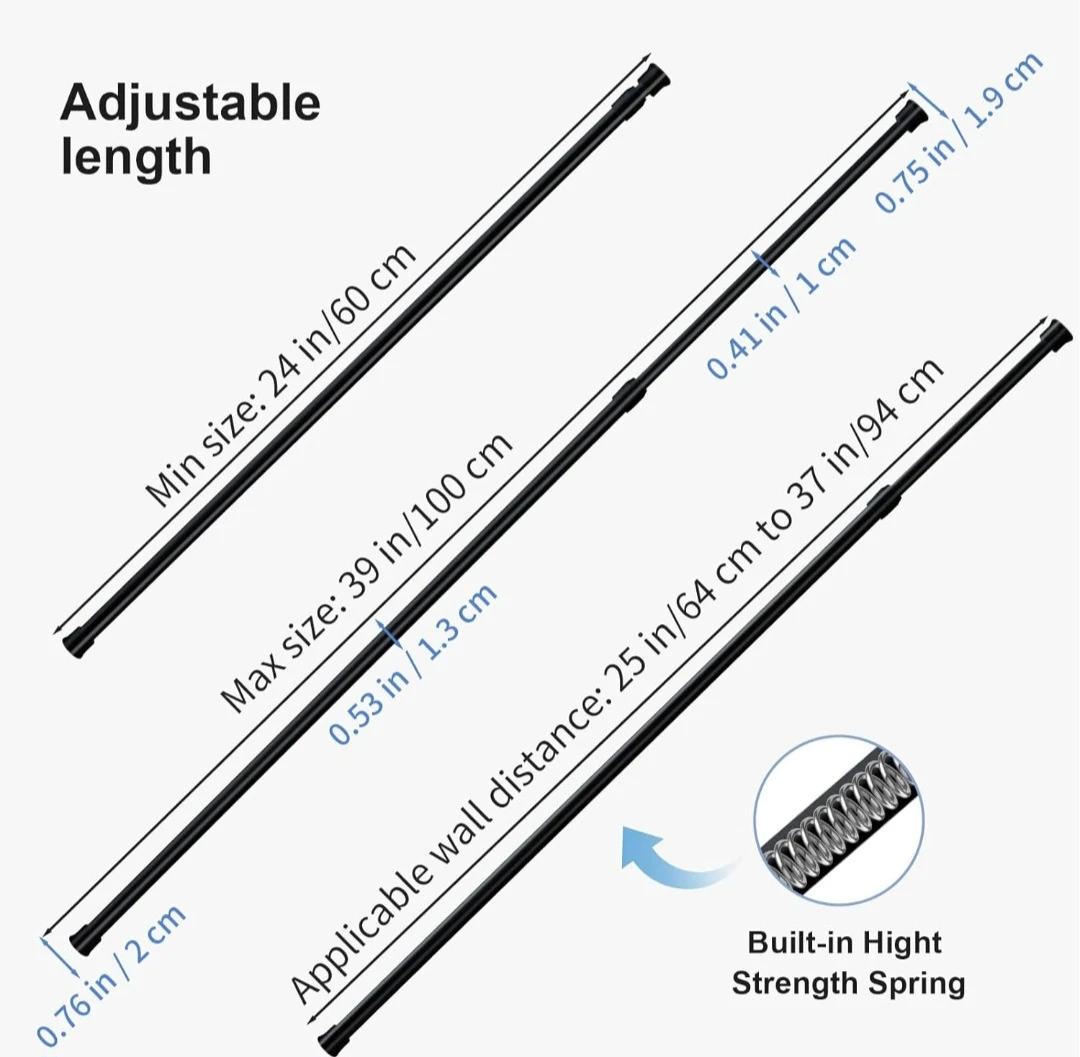 Pack of 2 Tension Rod Adjustable 24"-43" - photo 5