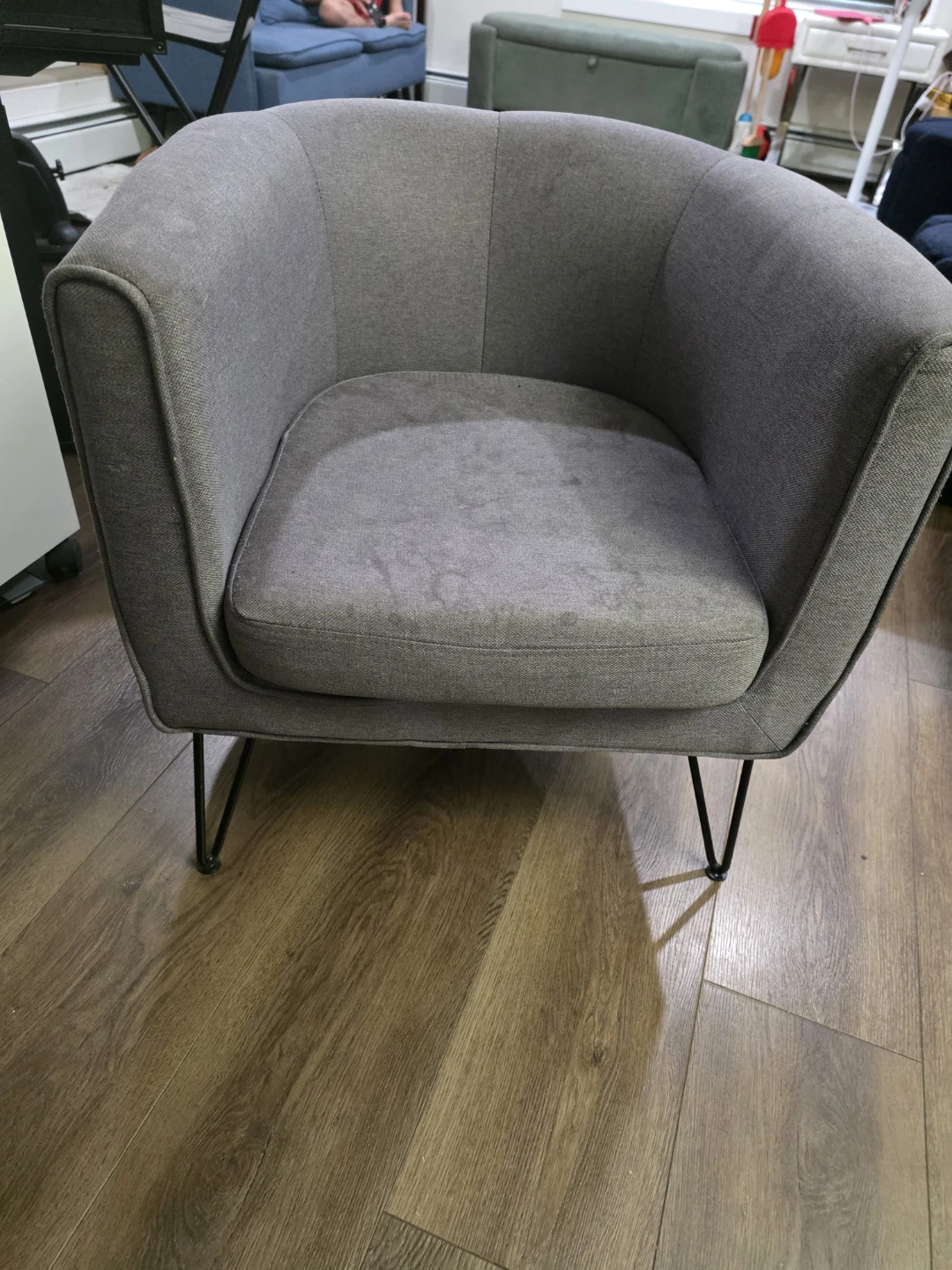 Grey Armchair with Black Legs Accent Chair