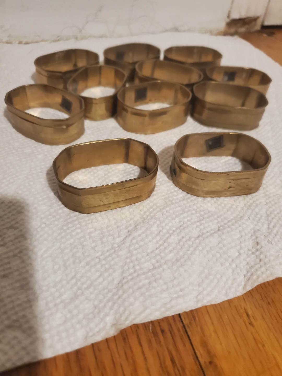 Set of 10 Brass Napkin Rings