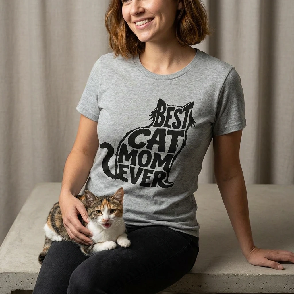 Grey "Best Cat Mom Ever" T-Shirt - photo 2