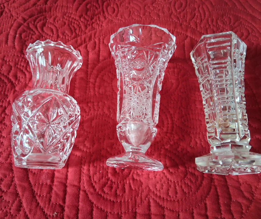 Set of 3 Small Crystal Vases