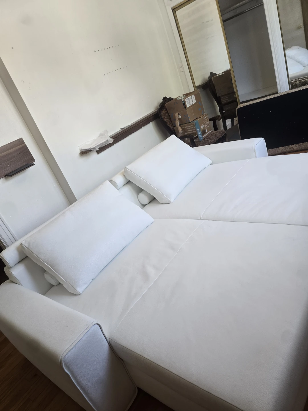 Austral White Modular Sectional Sofa with 2 Pillows - photo 3