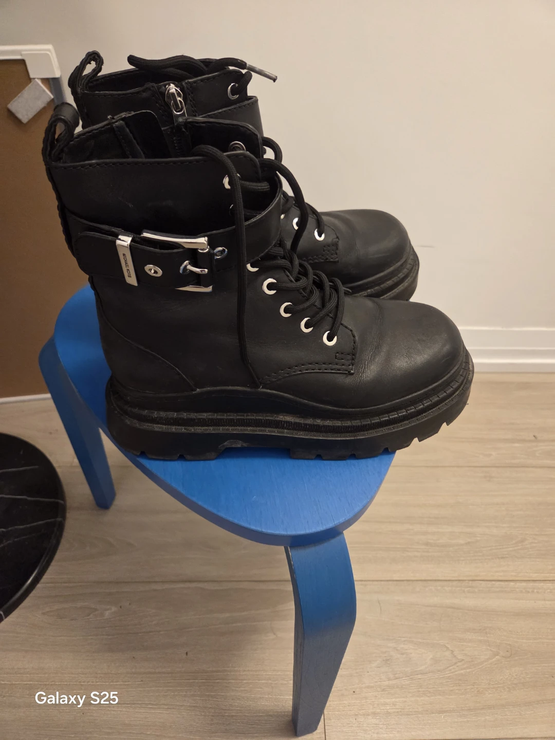 Black Leather Combat Boots