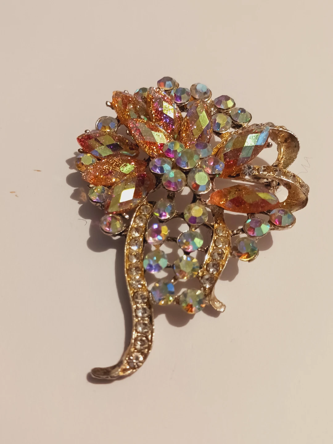 Aurora Borealis Sparkling Rhinestone Flower Brooch - photo 2