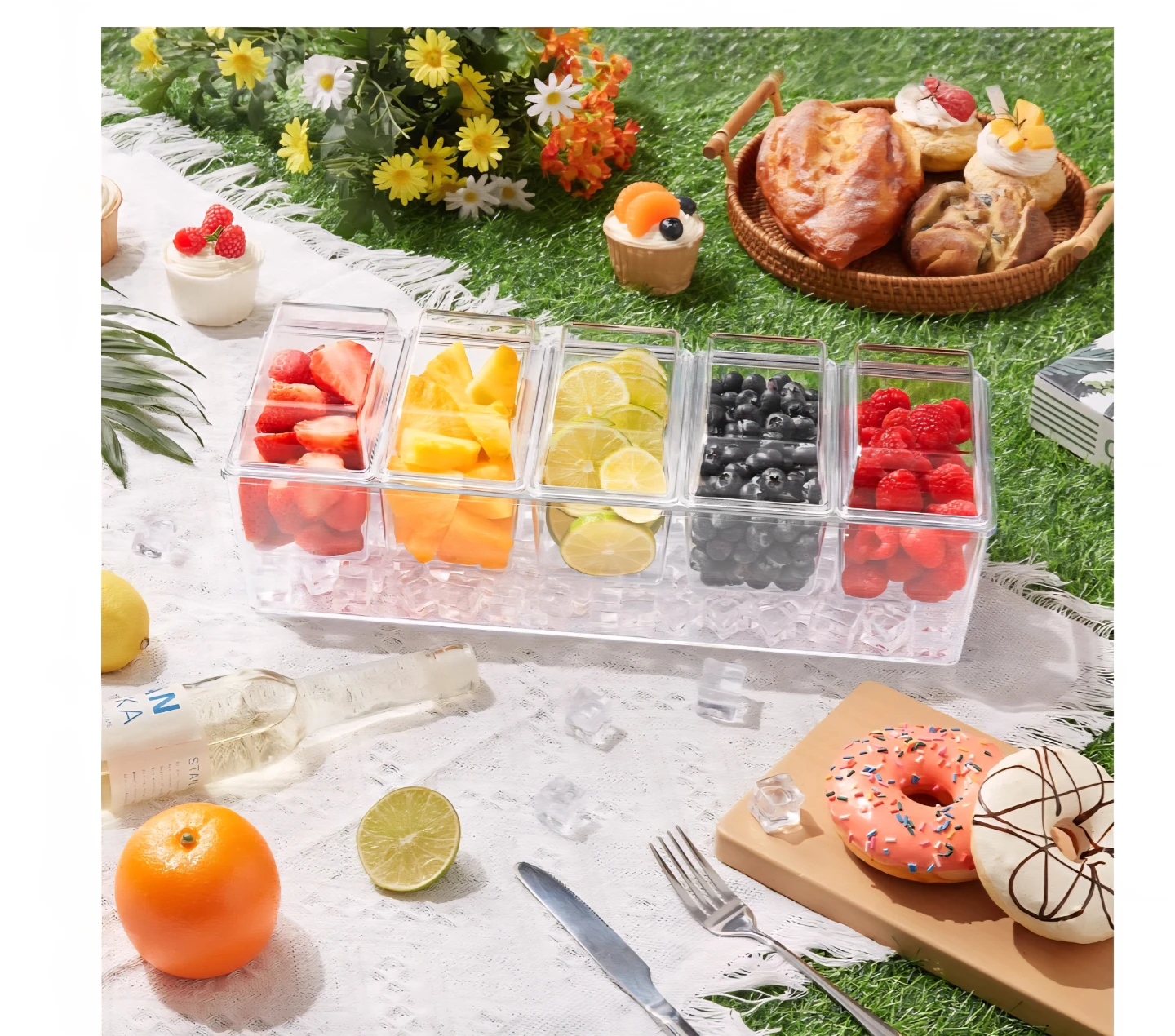 Lifewit 5-Compartment Condiment Server with Ice Chamber - photo 2