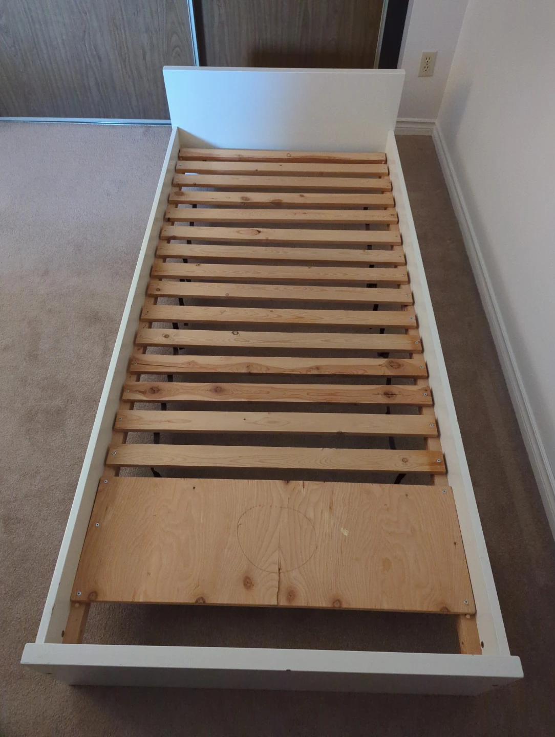 White Twin Bed Frame with Slatted Base - photo 2