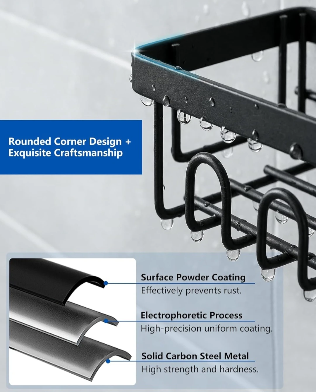 ACEMINING Black Metal Shower Caddy - photo 2