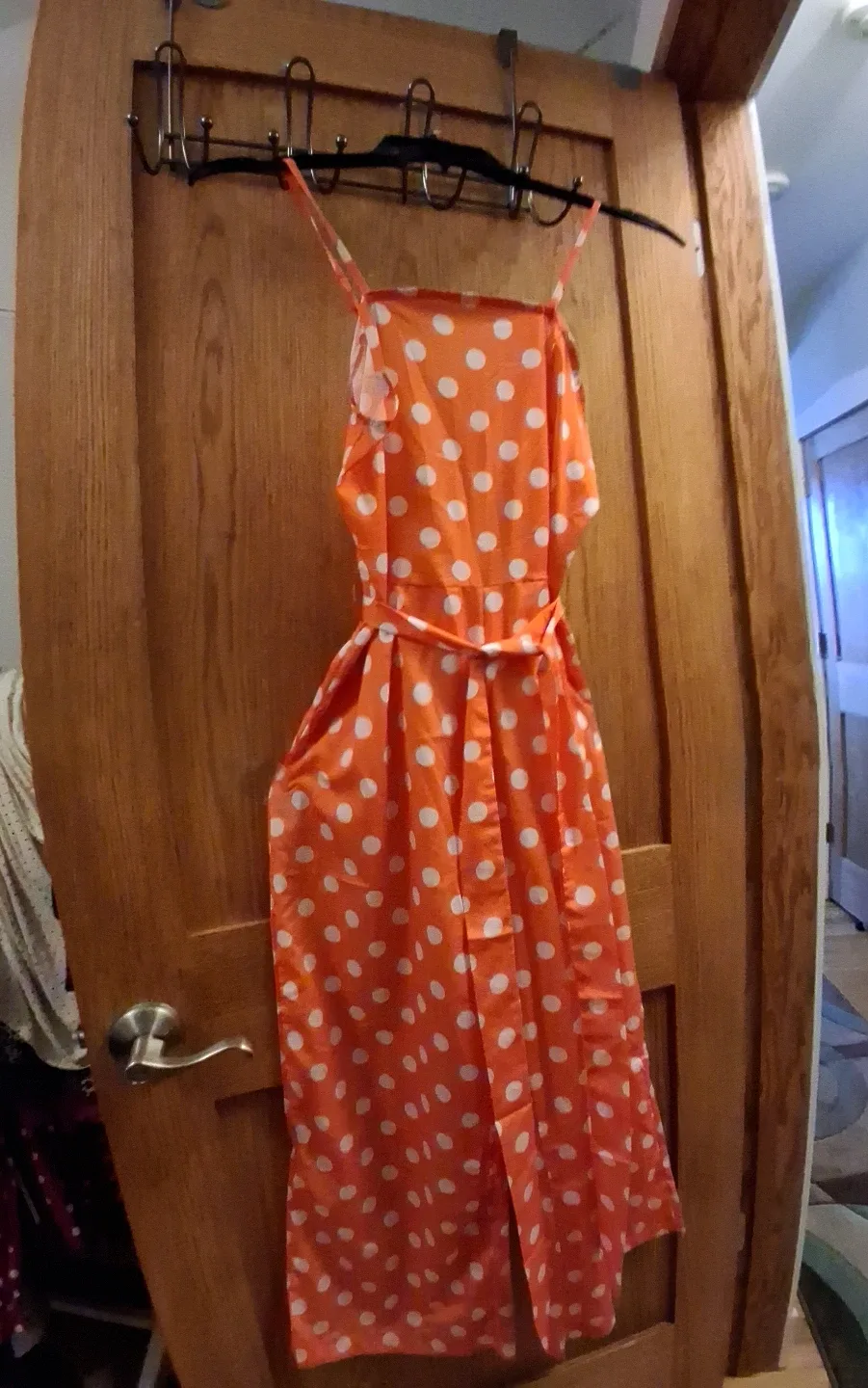 Orange Polka Dot  Jumpsuit with Belt