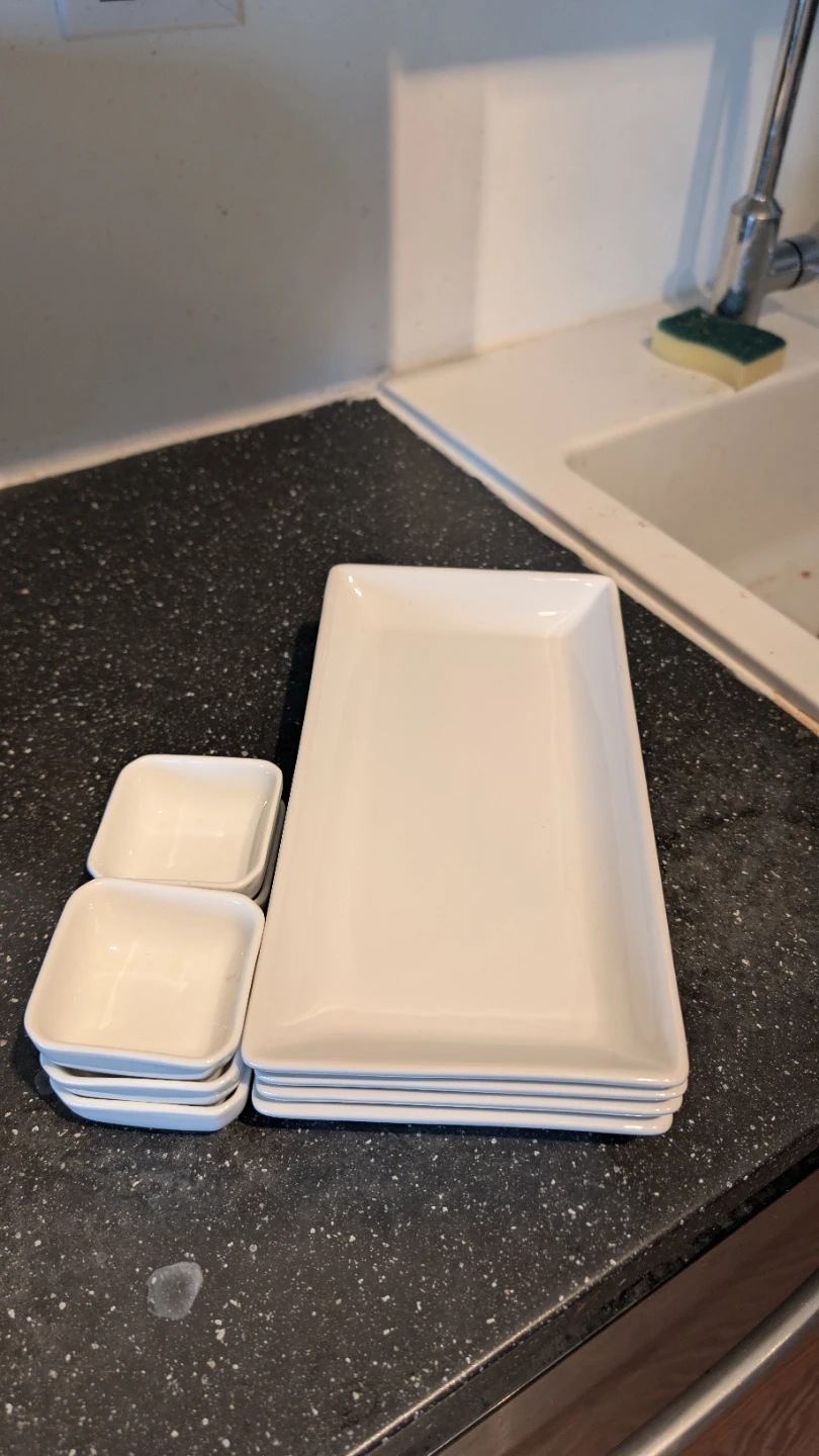 4 White Rectangular Platter Set with 5 Small Bowls - photo 4