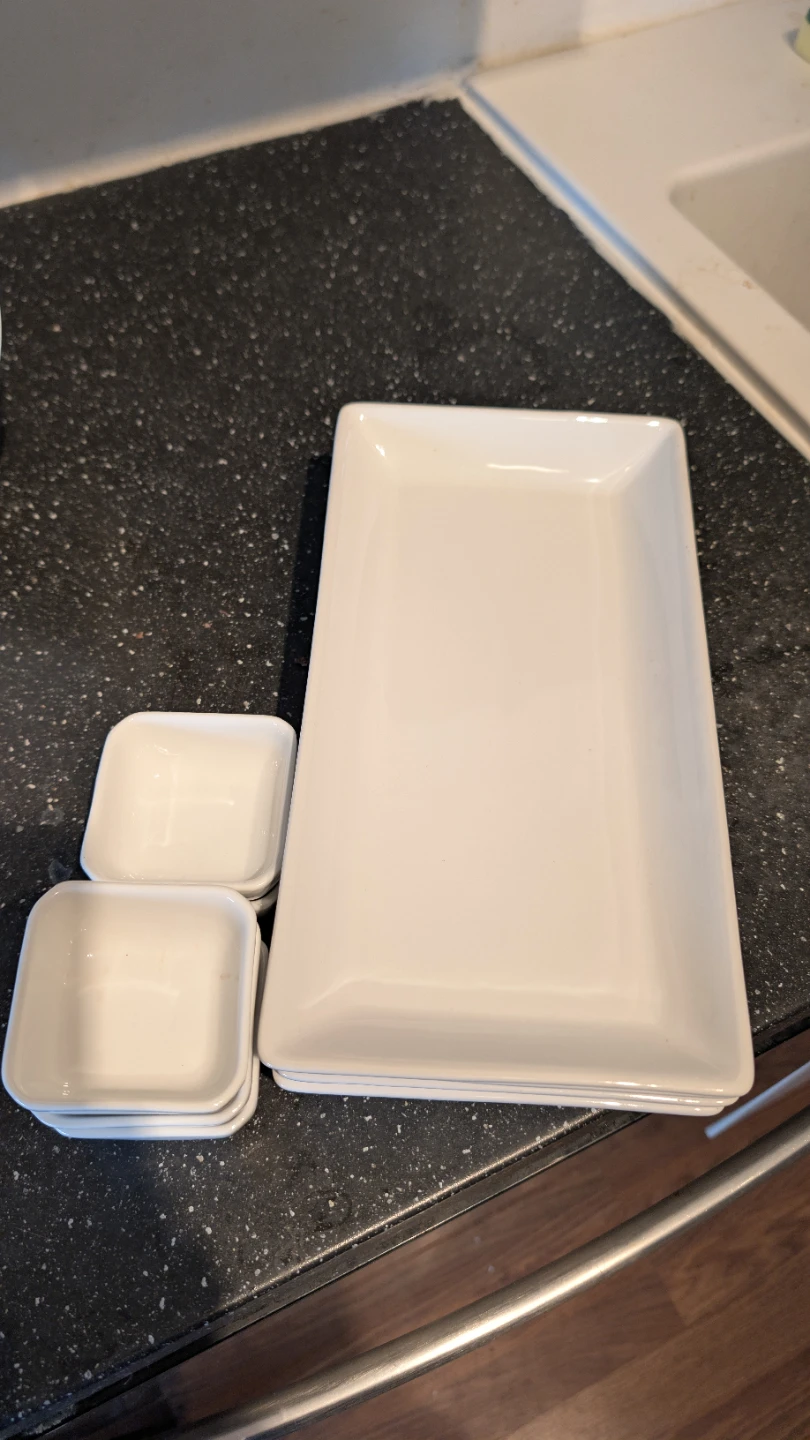 4 White Rectangular Platter Set with 5 Small Bowls - photo 5