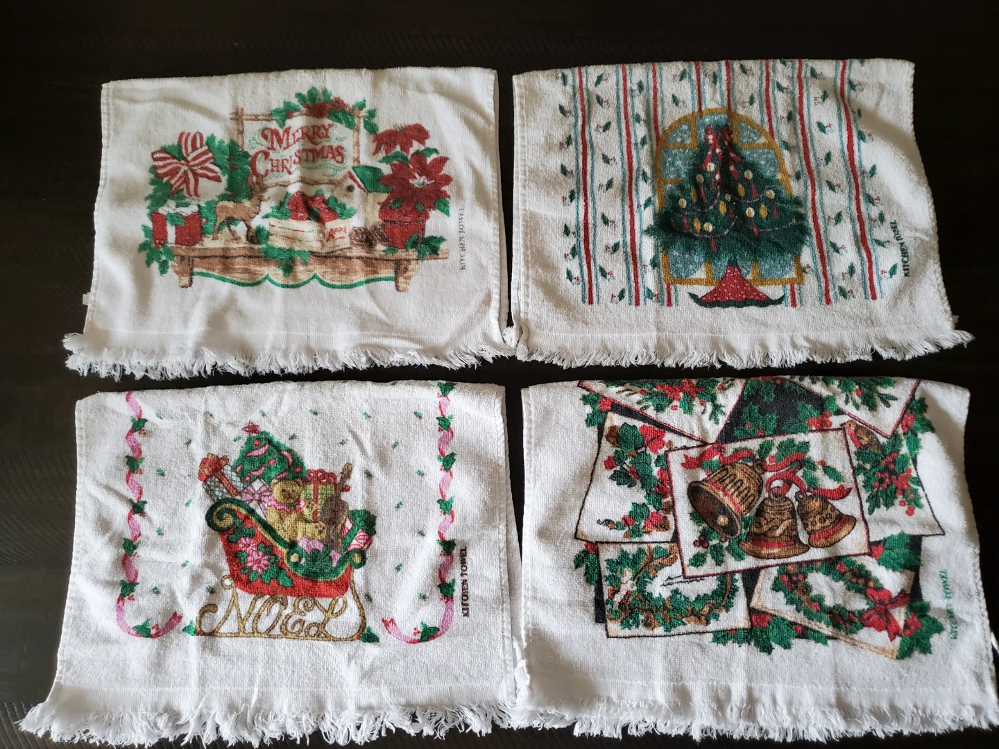 Set of 4 Vintage Christmas Kitchen Towels ⚽ - photo 2