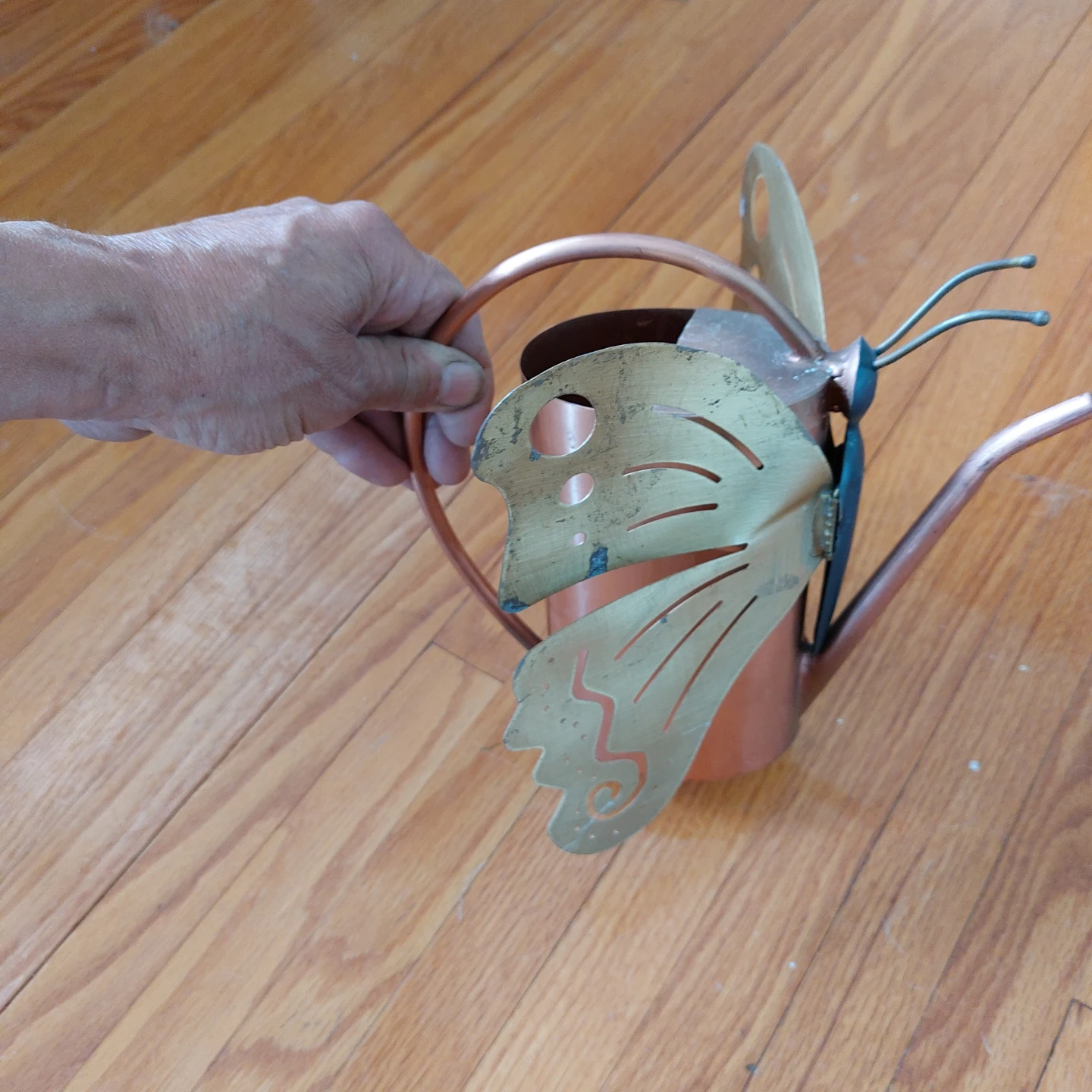 Coppe and brass decorative watering can. - photo 2