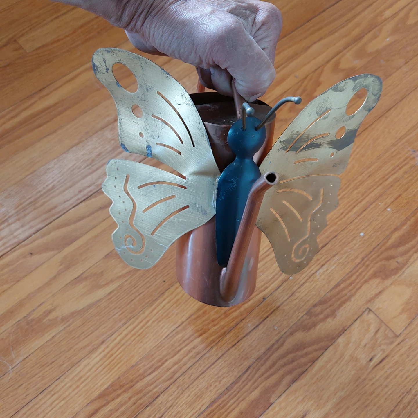 Coppe and brass decorative watering can. - photo 4