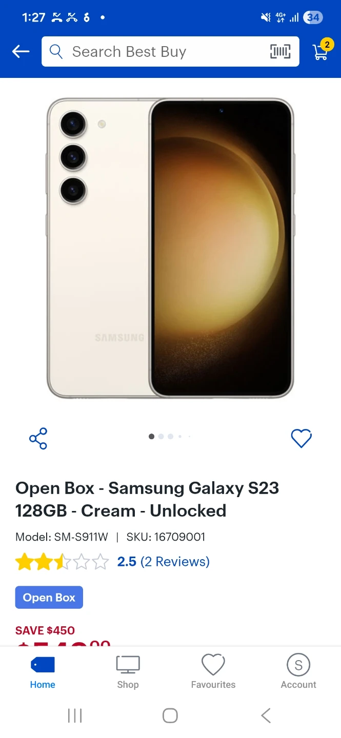 Samsung Galaxy S23 128GB Cream Unlocked Open Box