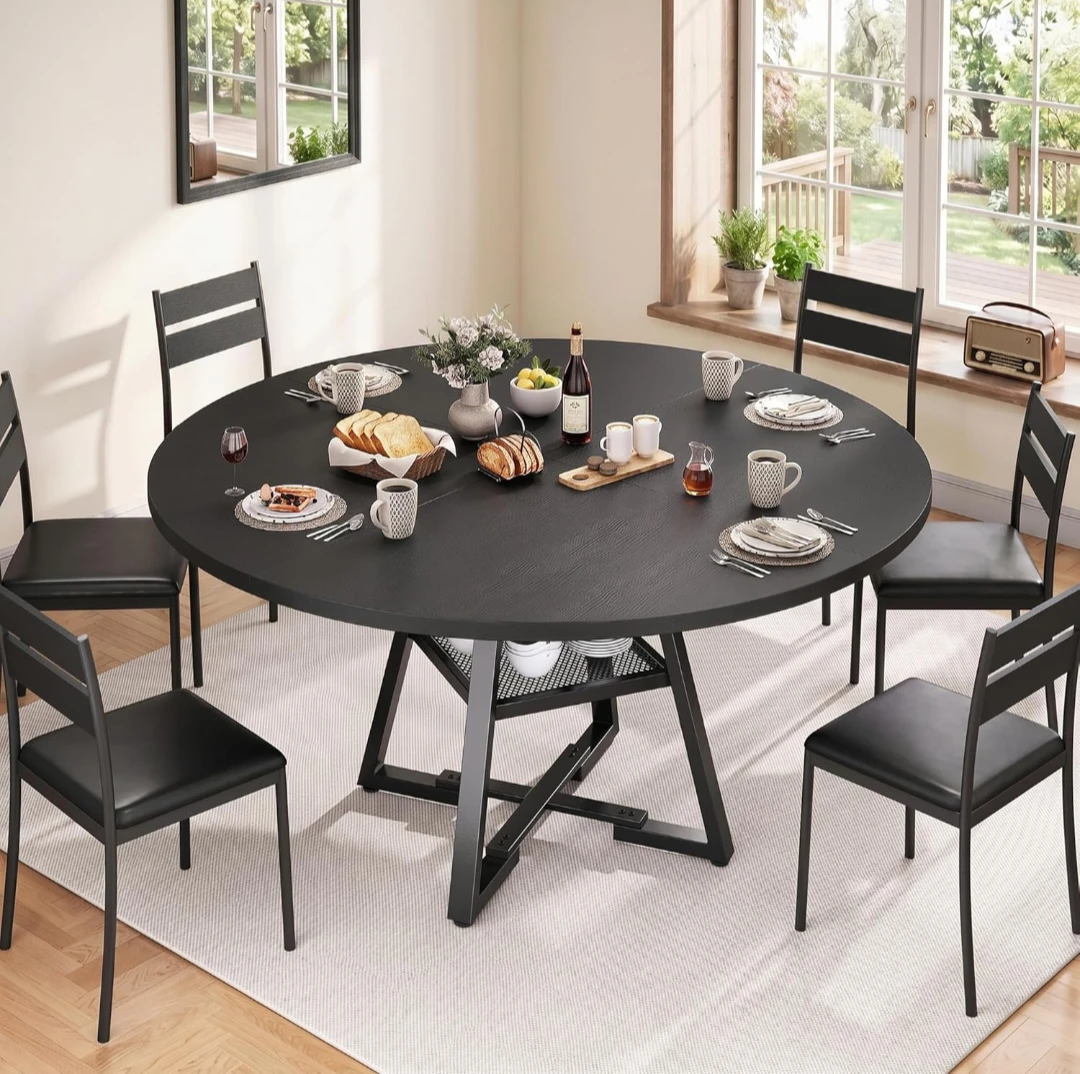 Round Dining Table with Metal Base - photo 4
