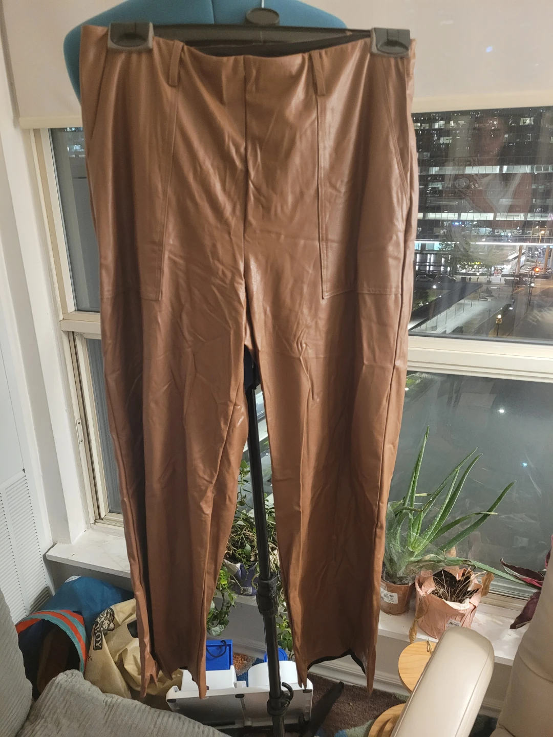 Brown Faux Leather Pants
