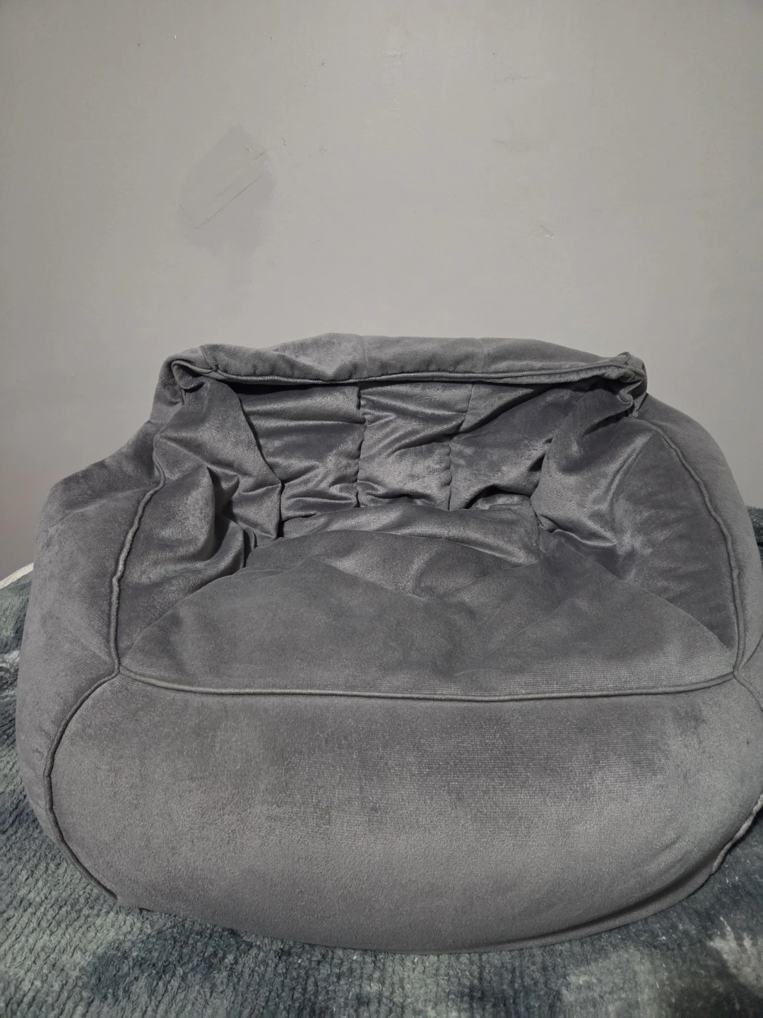 2 Grey Velvet Bean Bag Chairs