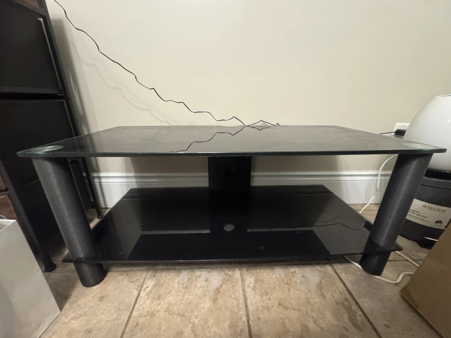 Black Glass Media Console Stand - photo 2