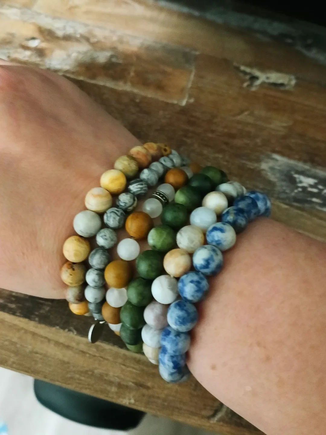 Set of 7 Mixed Beaded Stretch Bracelets Boho Stack