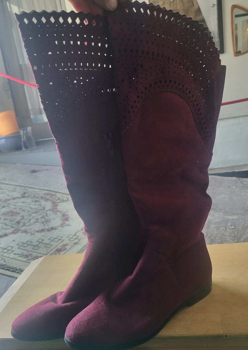 Liz & Co. Burgundy Suede Knee-High Boots - 6.5