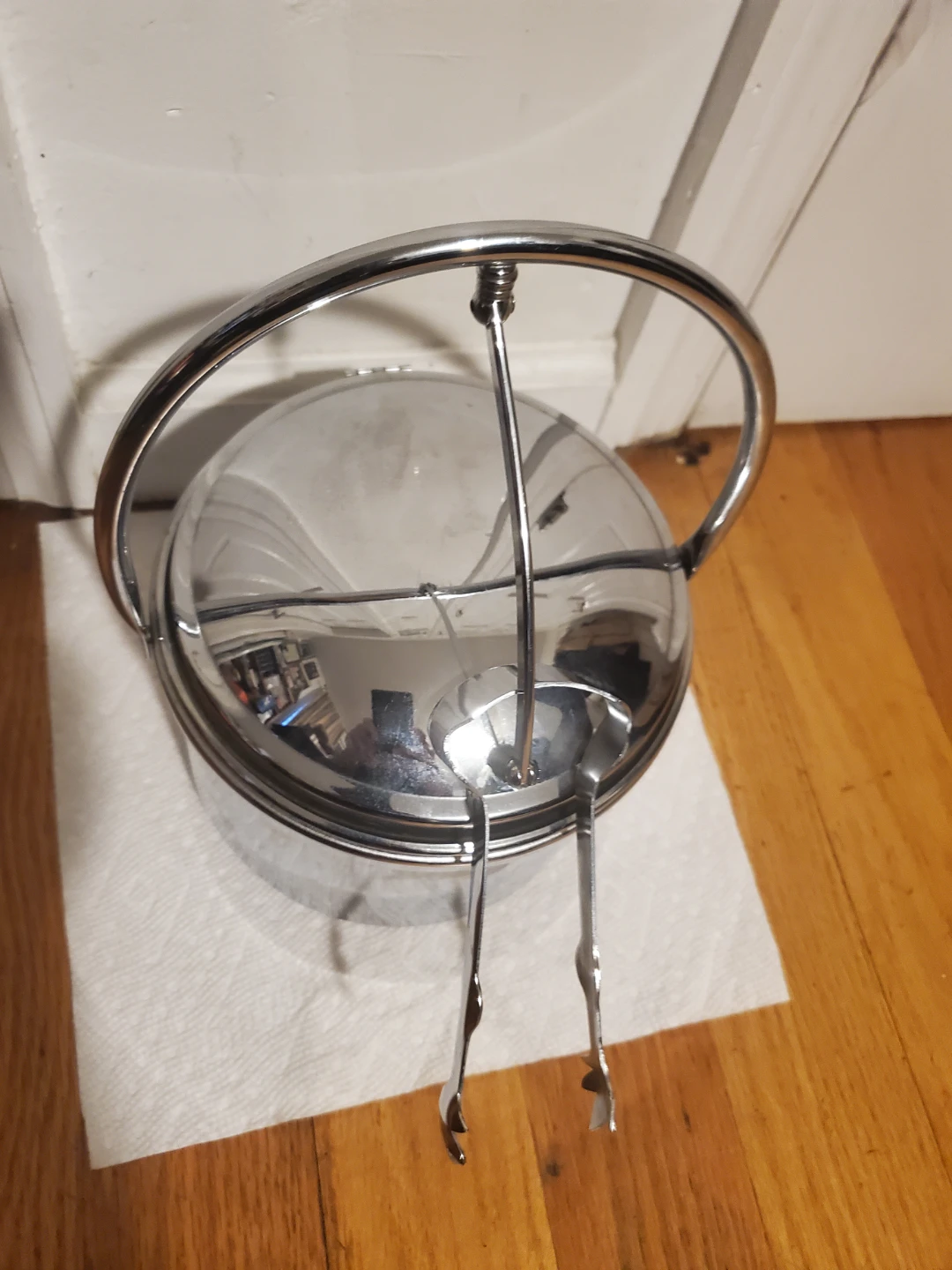 Vintage Silver Tone Ice Bucket with Tongs - photo 3