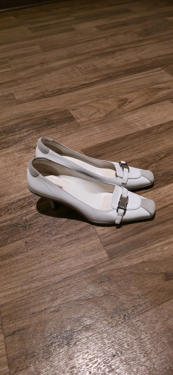 Prada White Leather Buckle Heels - photo 2