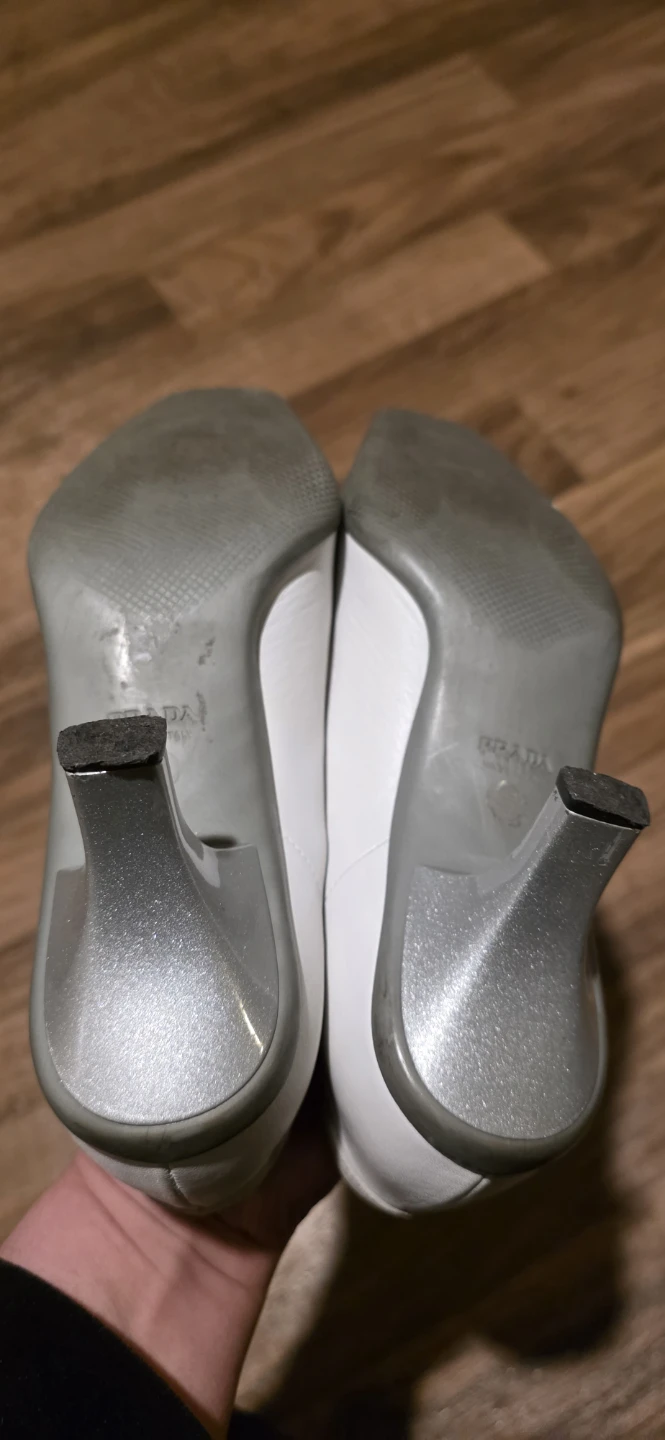 Prada White Leather Buckle Heels - photo 4