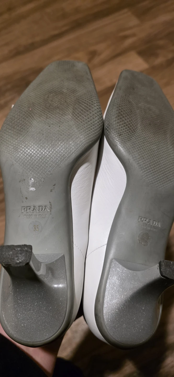 Prada White Leather Buckle Heels - photo 5