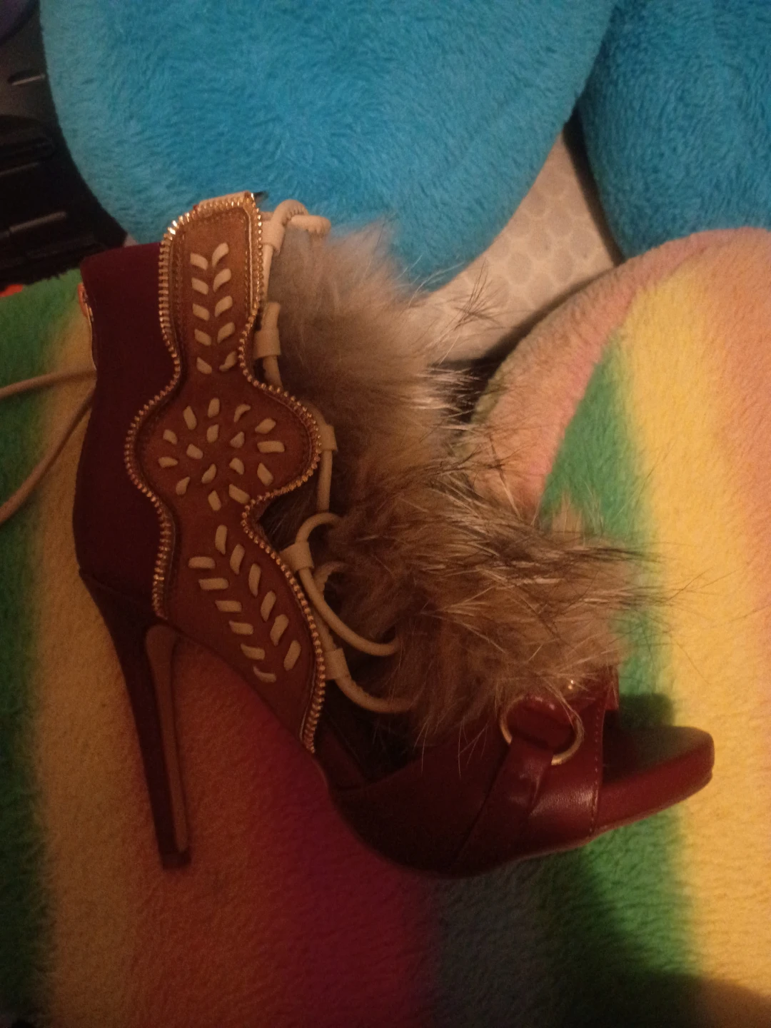 Women's Heeled Booties with Fur Accent