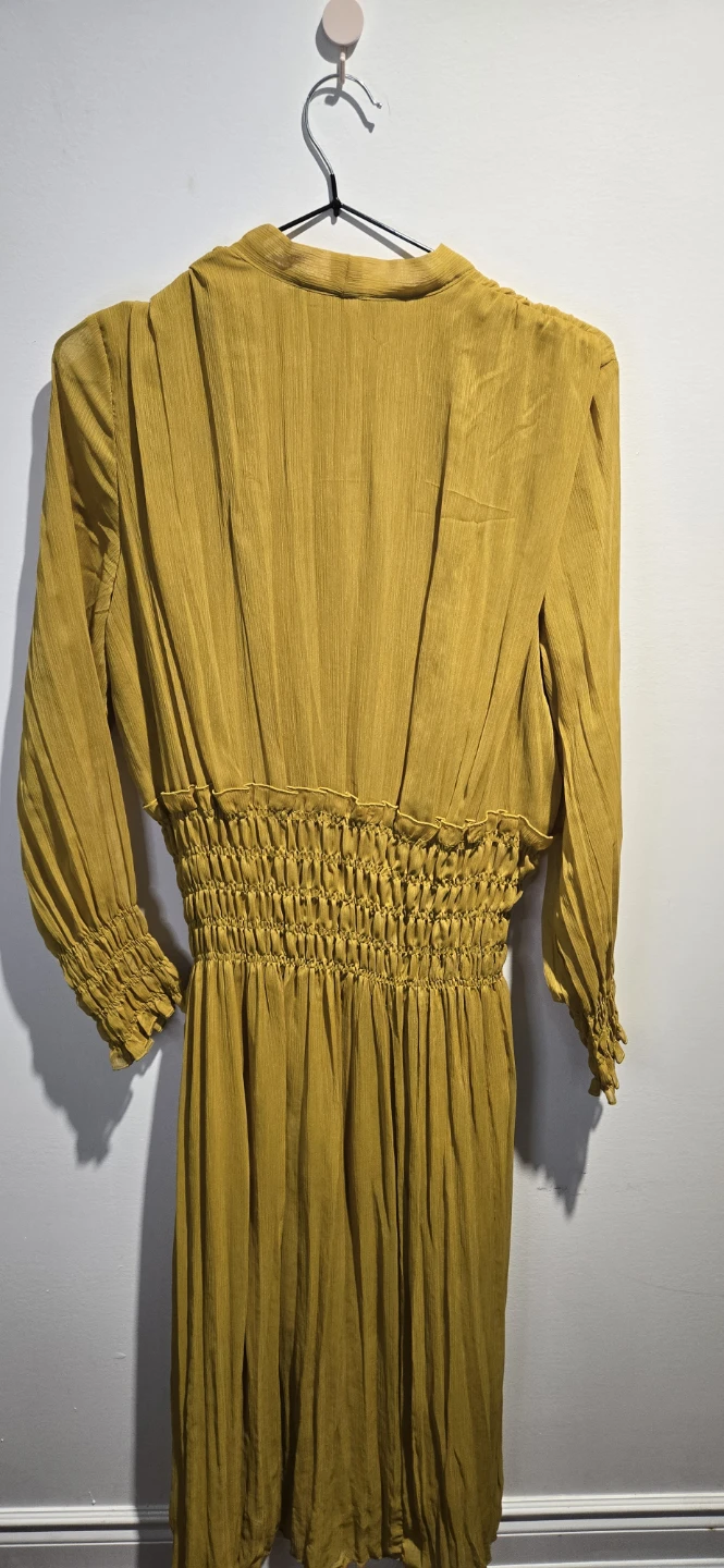 ZARA Mustard Yellow Smocked Midi Dress - photo 2