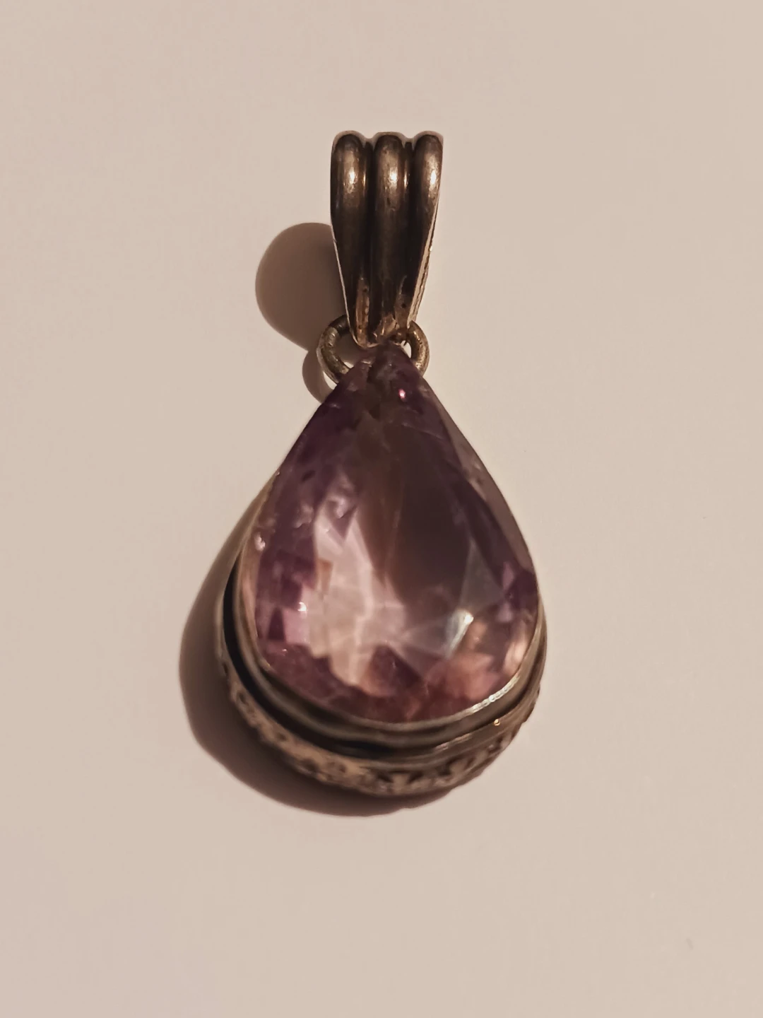 Antique Sterling Silver 925 Amethyst Gemstone Pendant