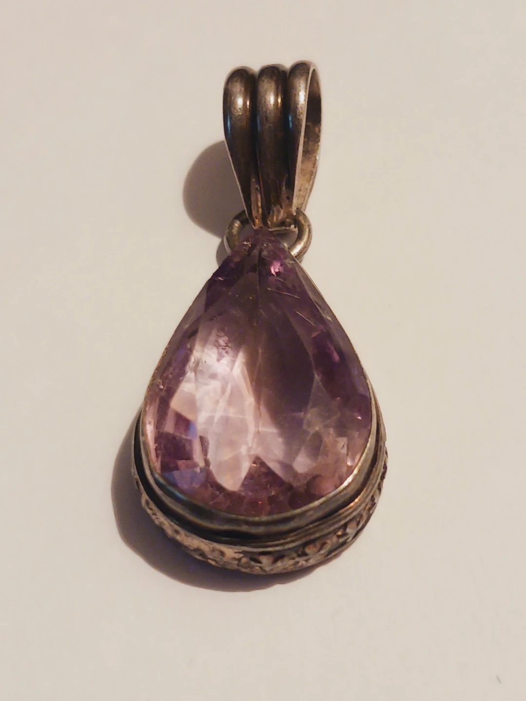 Antique Sterling Silver 925 Amethyst Gemstone Pendant - photo 3