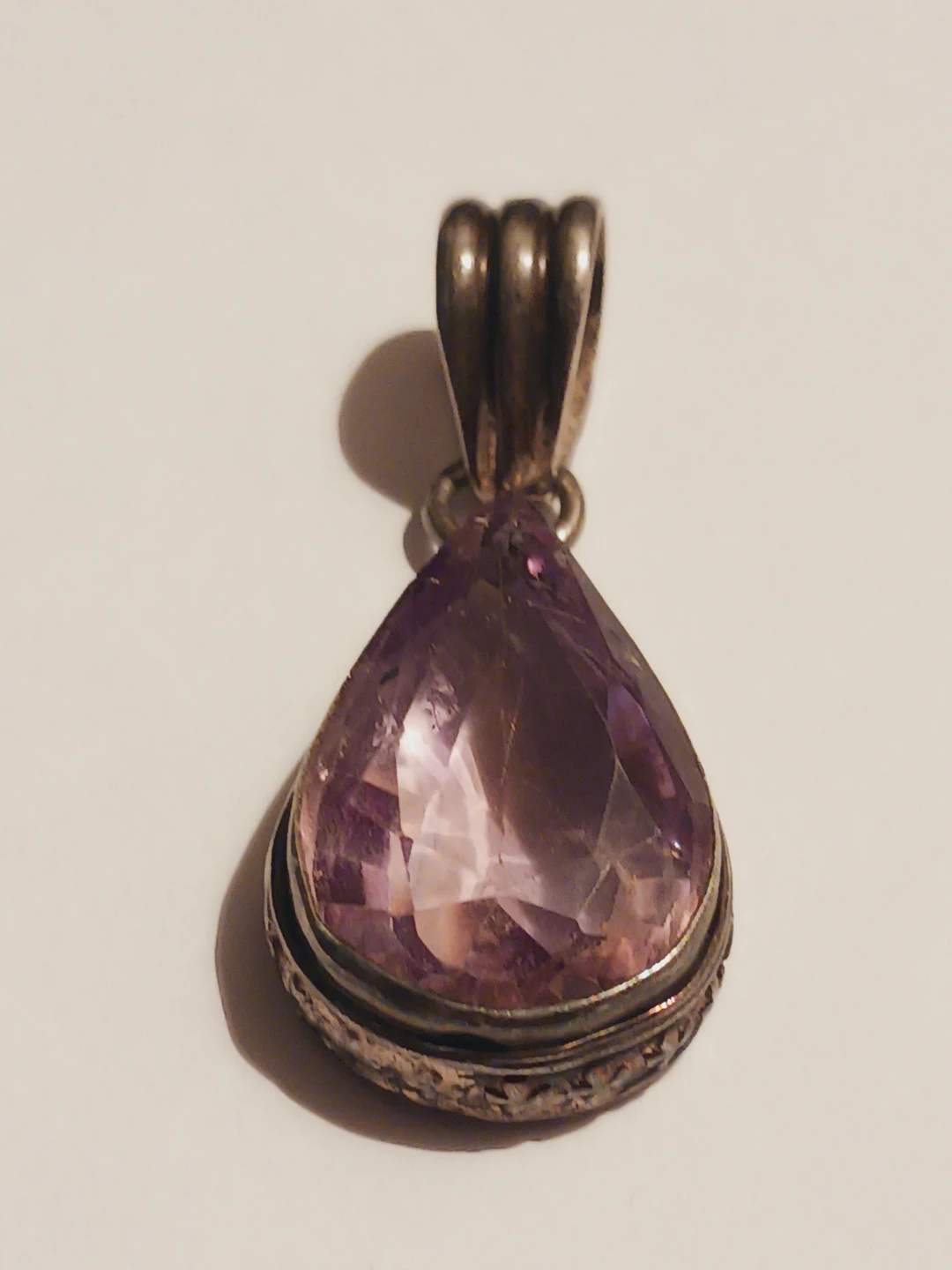 Antique Sterling Silver 925 Amethyst Gemstone Pendant - photo 4