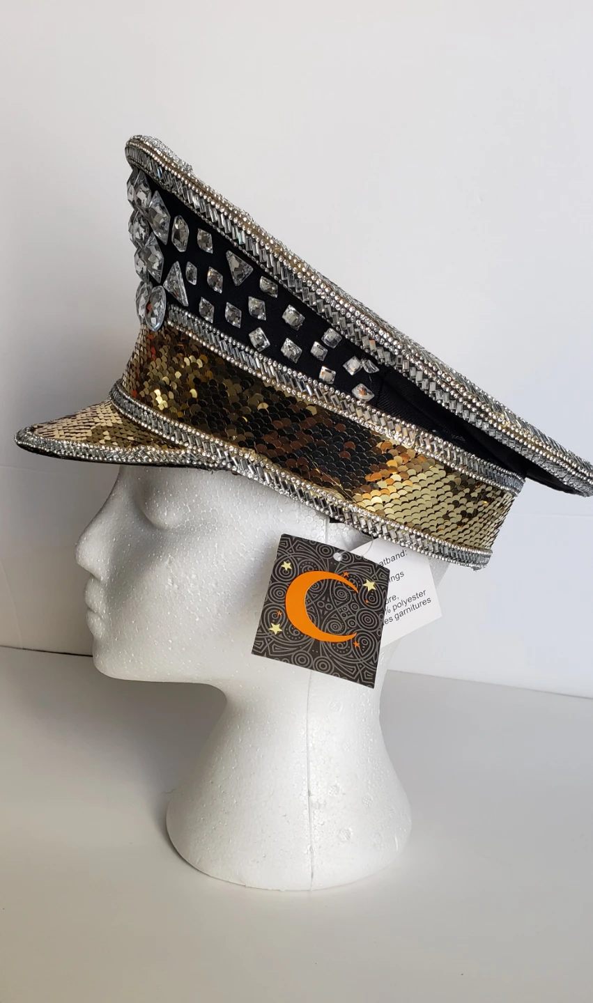 Deluxe Costume Hat - Gold Sequins & Rhinestones - photo 2