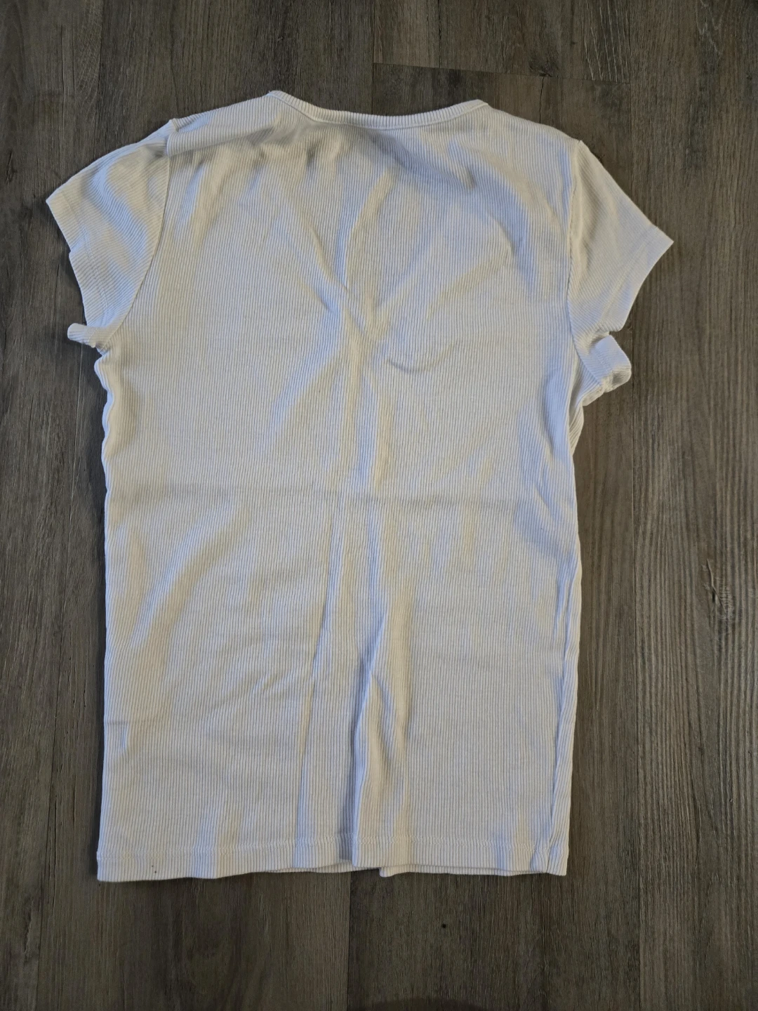 H&M Ribbed V-Neck T-Shirt White/Black Small - photo 2