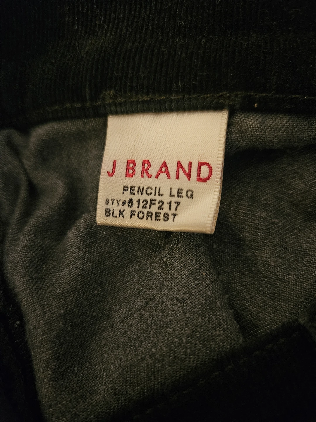 J Brand Black Forrest Corduroy Pencil Leg Pants Size 32 - photo 4