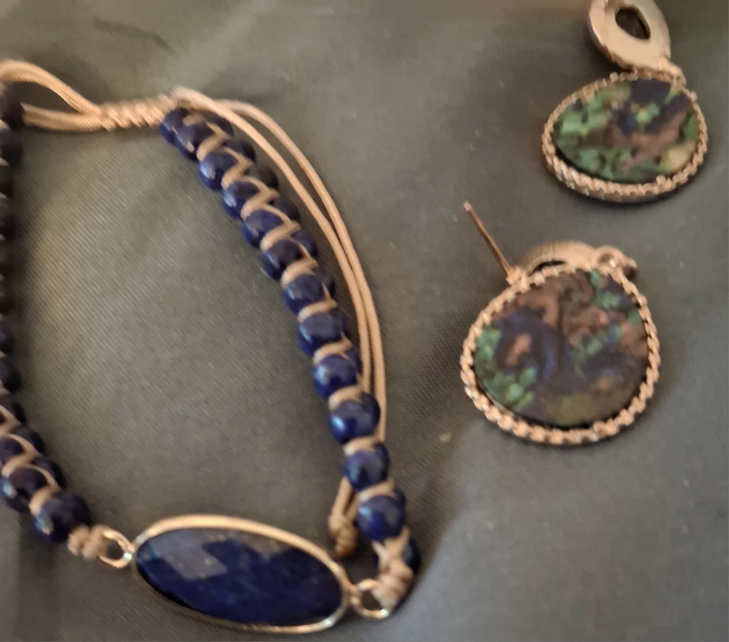 Lapis Lazuli Bracelet and Earrings Set
