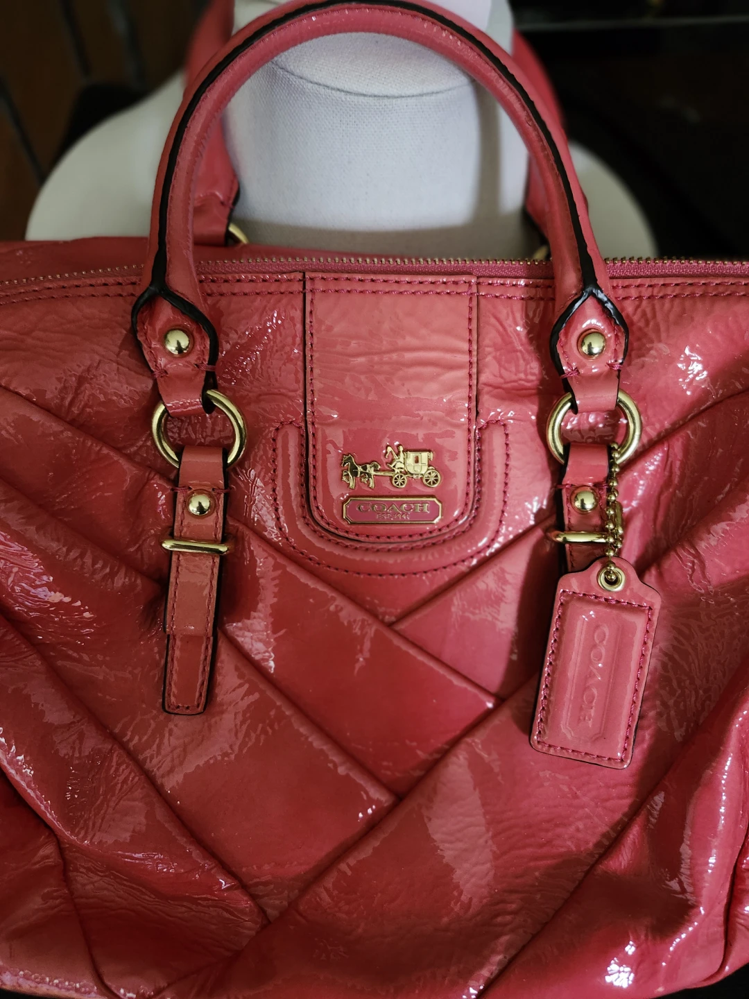 Coach Pink Patent Leather Satchel Handbag