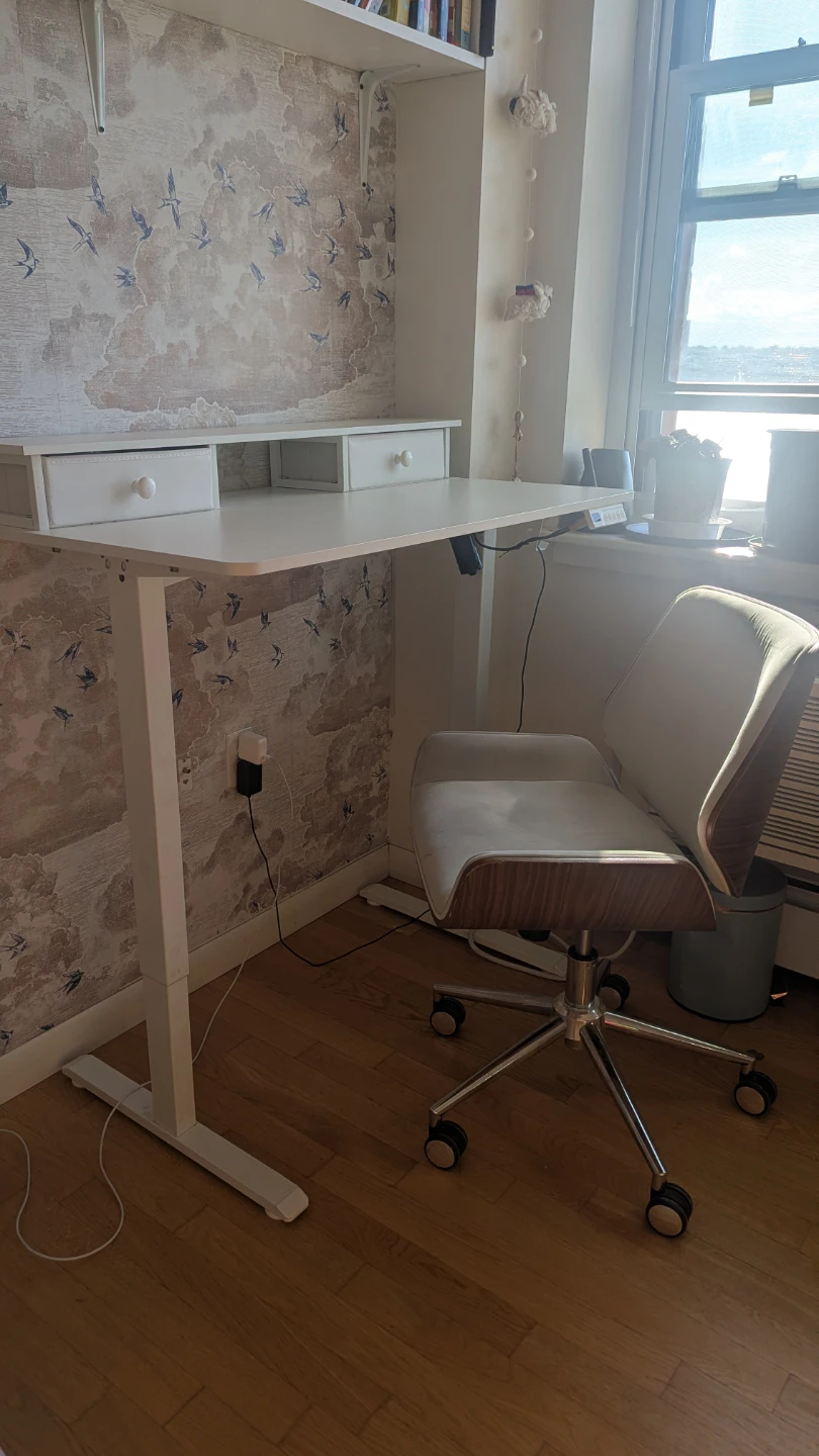 White Electric Standing Desk and Chair - photo 2