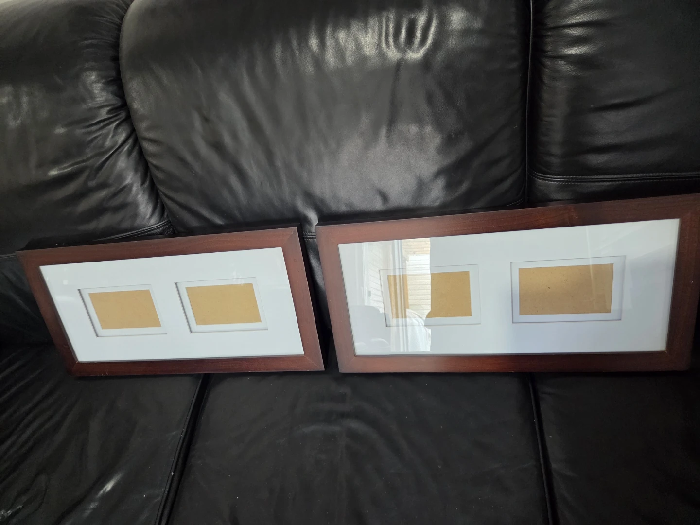Two Wood Photo Frames with White Matting