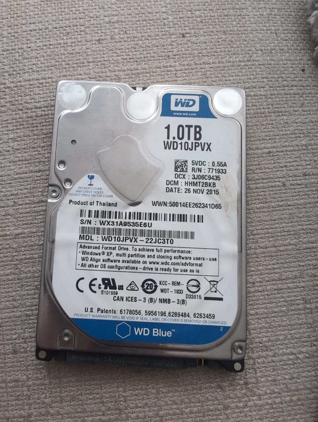 WD 1TB Hard Drive WD10JPVX