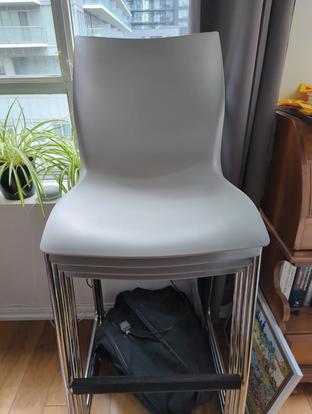 Set of 4 Grey Stacking Bar Stools - photo 2