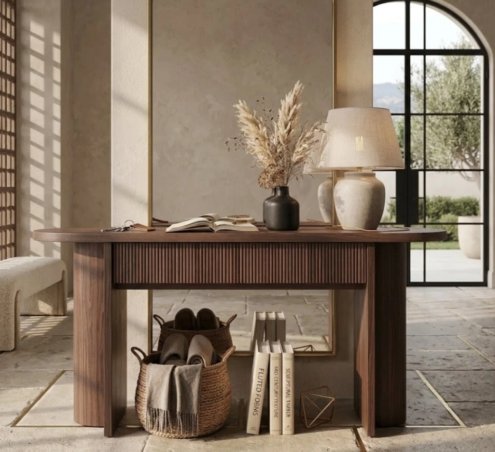 Walnut Console Table with Drawer - photo 5