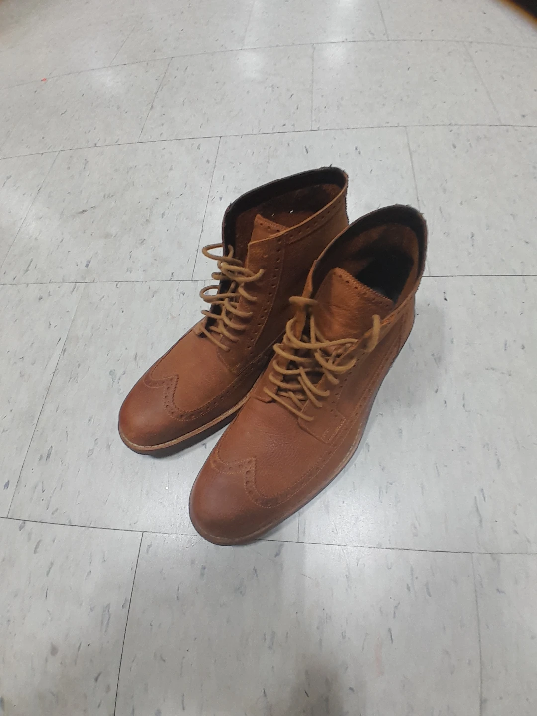 Men's Brown Leather Wingtip Boots - photo 5