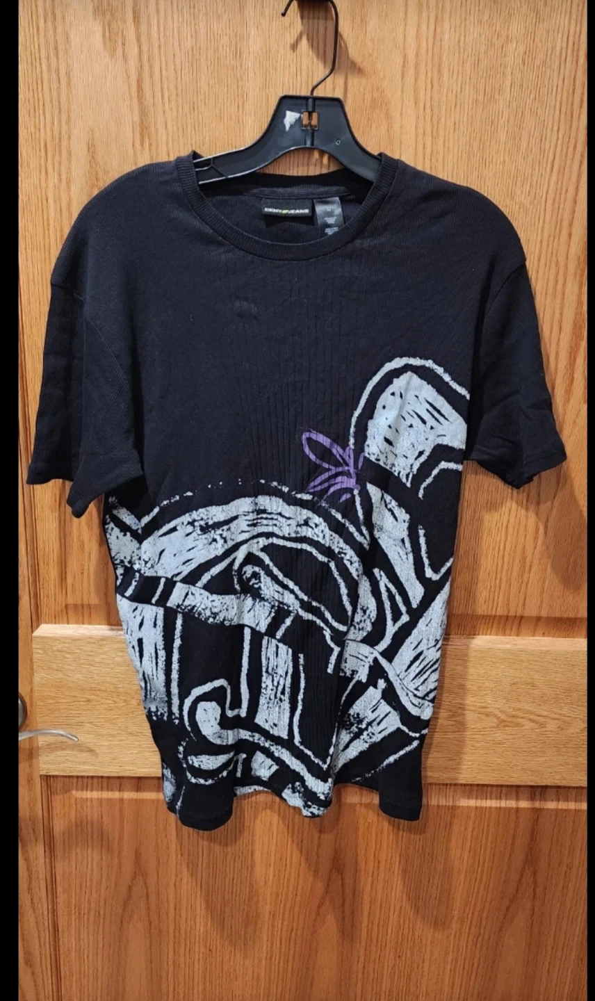 DKNY Jeans Black Graphic T-Shirt Size M⚽
