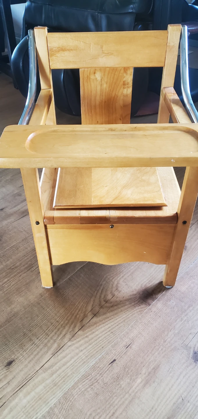 Vintage Wooden Baby chair with potty and vintage child chair
