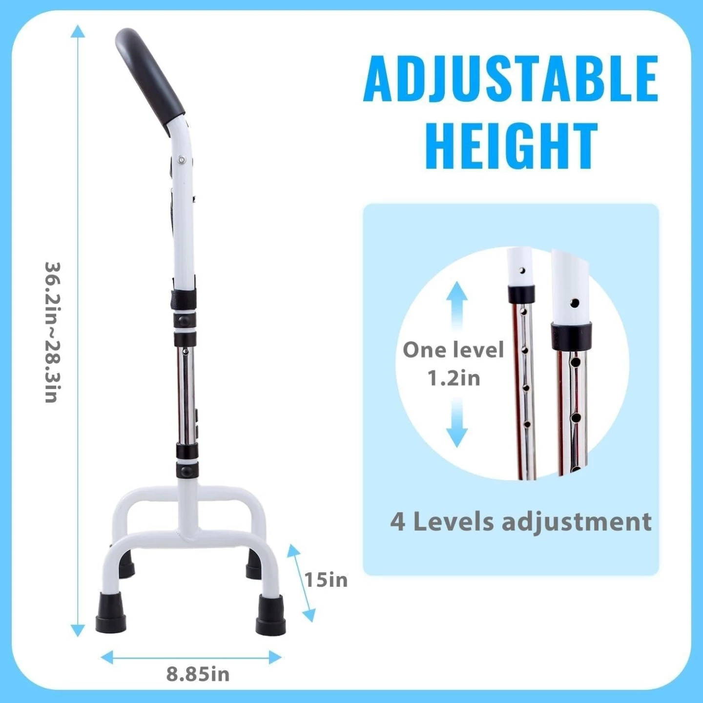 Adjustable Height Bedside Cane with Pouch - photo 2
