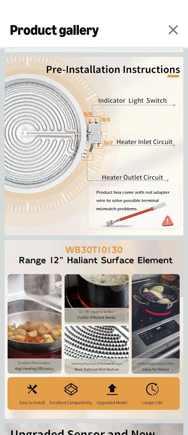 WB30T10130 Range 12" Radiant Surface Element - photo 2
