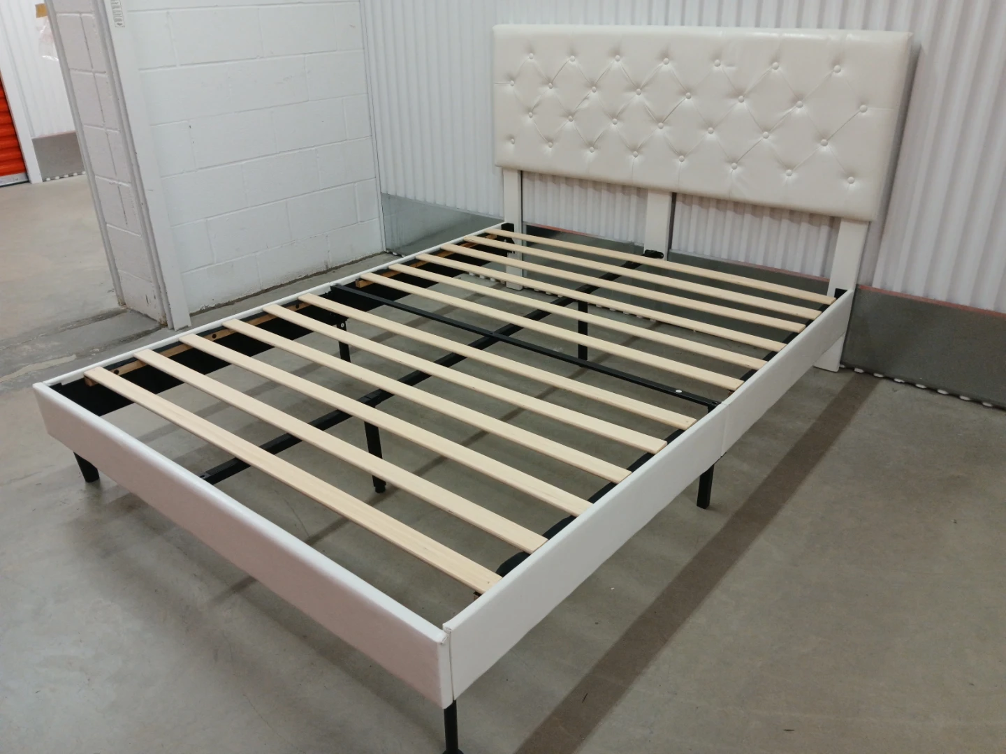 Queen size Faux Leather Tufted Headboard Bed Frame - photo 3